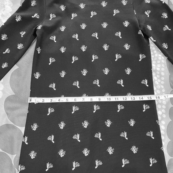 & Other Stories Black White Shift Mini Long Sleeve Dress Cactus Print 4 - Picture 12 of 15